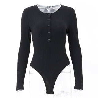 Crewneck long sleeve button solid bodysuit