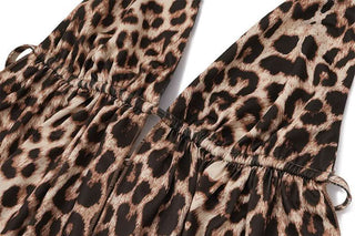 Leopard print halter self tie backless top