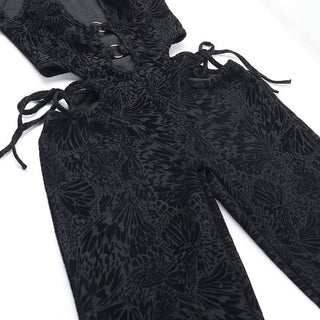 Halter o ring self tie hollow out jumpsuit