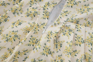 Short puff sleeve pleated zip-up flower print mini dress