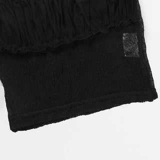 Knitted ruffle see through ruched cami top