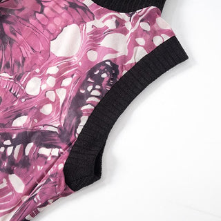 Sleeveless high neck butterfly print mesh top