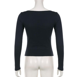 Button long sleeve "1986" pattern contrast top