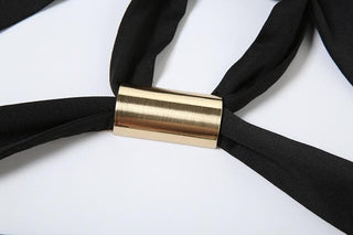 Ruched halter self tie hollow out backless solid romper