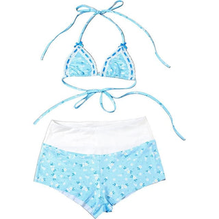 Halter self tie bowknot flower print pant set