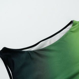 One shoulder gradient ruched drawstring mini dress