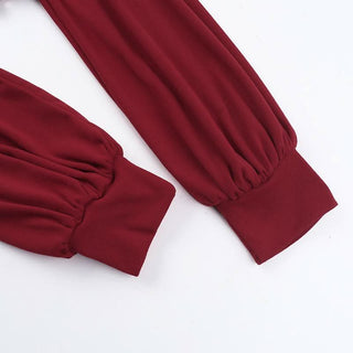 Off shoulder long sleeve ruched solid crop top