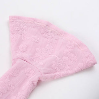 Crewneck long sleeve lace up flower pattern maxi dress