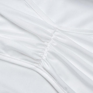 Ruffle ruched slit backless tube midi dress