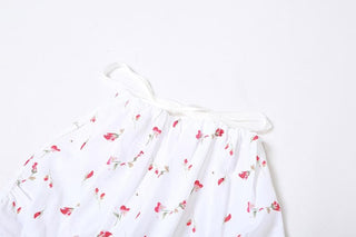 Flower print contrast ruched backless self tie halter top