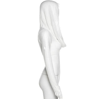 Hoodie long sleeve knitted crop top