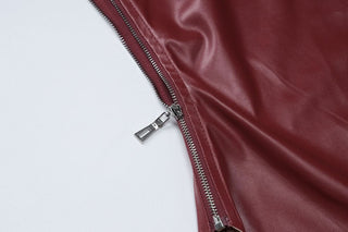 PU leather one shoulder gloves top