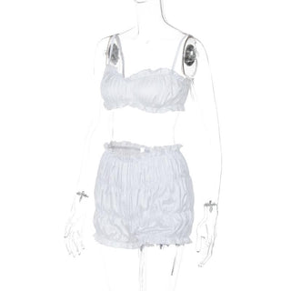 Smocked ruched solid cami pant set