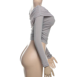 Off shoulder long sleeve ruched top