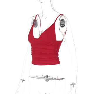 Ruched backless solid crop top