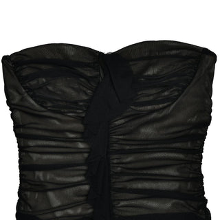 Sweetheart neck ruched ruffle tube midi dress