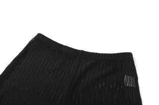 Halter shrug textured see through pant set