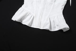 Corset bowknot ruffle zip-up cami top
