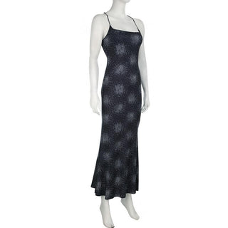 Print cross back backless cami maxi dress