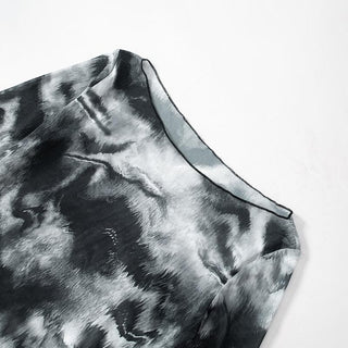Long sleeve sheer mesh tie dye top