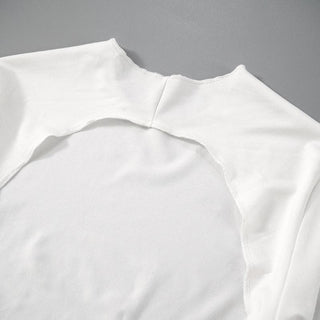 Self tie backless solid long sleeve crewneck top