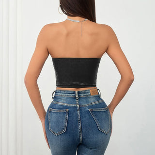 Lace hem sweetheart neck leopard print tube top