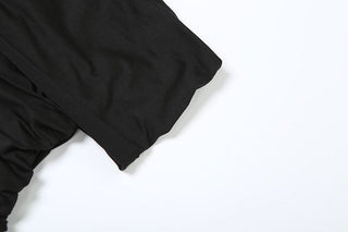 Off shoulder ruched mesh maxi dress