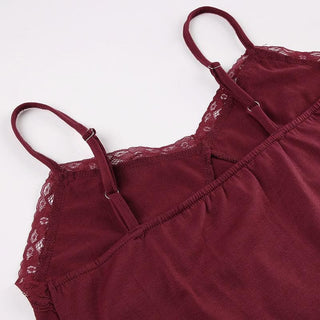 Lace patchwork bowknot backless cami top