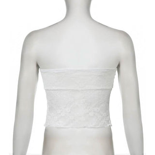 Bowknot lace slit tube top