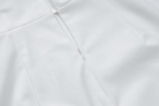 Halter solid ruched stitch zip-up mini dress