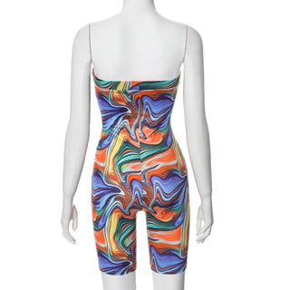 Ripple abstract hollow out tube romper