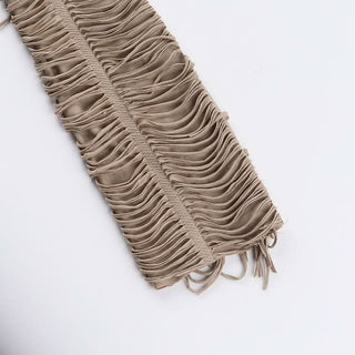 Long sleeve tassels hoodie irregular solid top