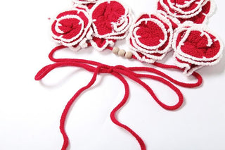 Flower applique beaded v neck self tie bra top