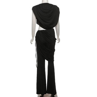 Cap sleeve ruched solid pant set-final-sale