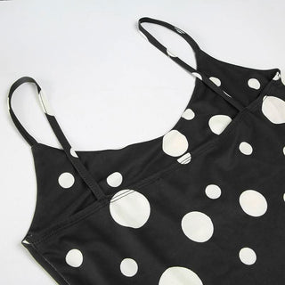 U neck polka dot ruffle cami mini dress