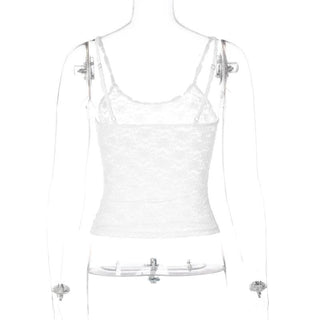 U neck see through lace backless cami top