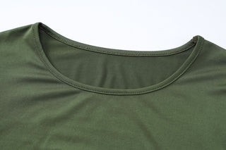 Long flared sleeve crewneck ruffle self tie maxi dress