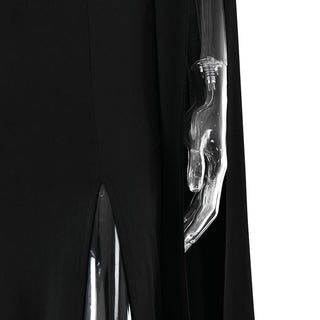 Long sleeve high slit square neck ruched maxi dress