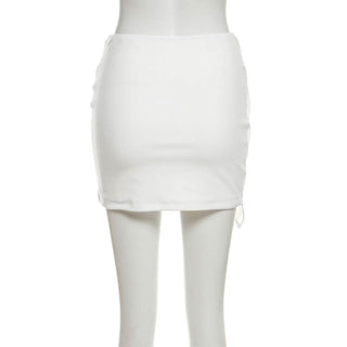 Solid beaded chain mini skirt