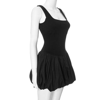 Square neck solid ruched backless cami mini dress