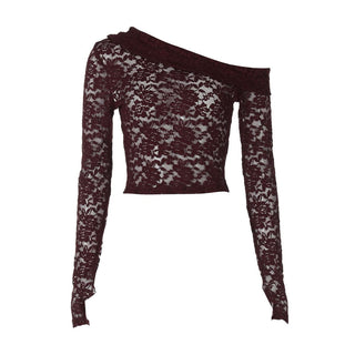 Off shoulder long sleeve lace top