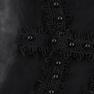 Sleeveless crewneck mesh beaded top