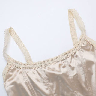 U neck lace hem ruched cami mini dress