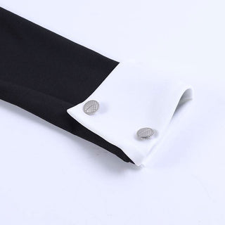 Long sleeve crewneck button applique zip-up midi dress