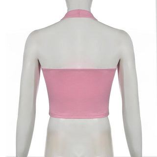 Halter backless solid crop top