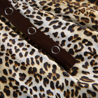 Leopard print long sleeve hoodie button top