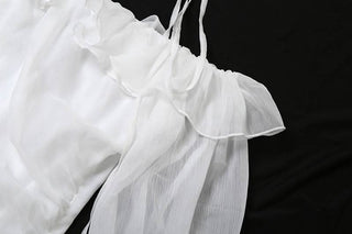 Halter off shoulder chiffon bowknot ruffle mini dress