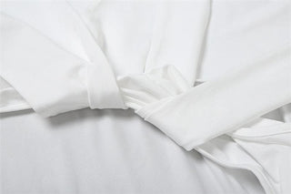 Long sleeve halter hollow out solid cut out mini dress