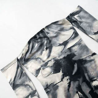 Off shoulder tie dye print long sleeve mini dress