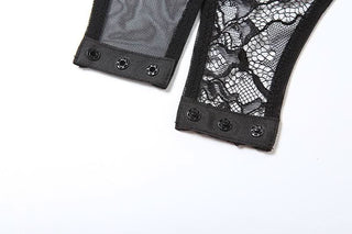 Sweetheart neck long sleeve mesh bodysuit